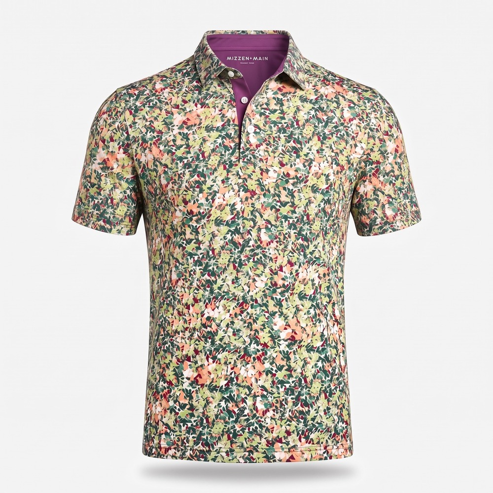 Mizzen+Main Mens Trim Fit Floral Performance Polo Shirt Multi 1KS-1073 Large